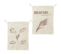 KSBBHDS Lot de 2 sacs à pain en lin réutilisables avec cordon de serrage pour pain, fruits, baguettes, boîtes à déjeuner