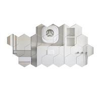 KSBBHDS Lot de 24 autocollants muraux hexagonaux en acrylique pour miroir - Décoration d'intérieur - Convient pour les murs, le salon, la salle de bain, la chambre à coucher (126 x 110 x 63 mm)