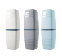 KSBBHDS Lot de 3 gobelets de voyage pour brosse à dents - Boîte de rangement portable - Pour la maison - Vert clair, blanc, gris clair, vert clair, blanc, gris clair, tendance, sym3selvxingyashuahe