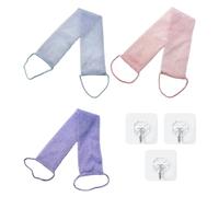 KSBBHDS Lot de 3 serviettes de bain, crochets transparents, serviettes exfoliantes, accessoires de bain, convient aux hommes et aux femmes (violet, rose, bleu ciel)