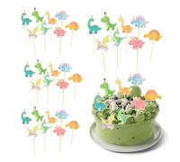 KSBBHDS Lot de 32 décorations de gâteau dinosaures, accessoires de décoration de fête à thème animal