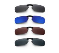 KSBBHDS Lot de 4 accessoires de lunettes de soleil et de soleil, clips de lunettes de soleil colorés, porte-lunettes de soleil, clips de lunettes de soleil unisexes (lentille grise, lentille vert