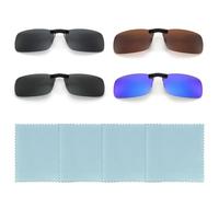 KSBBHDS Lot de 4 lunettes de soleil à clipser - Accessoires de lunettes de soleil sans monture - Clip de lunettes de soleil polarisées - Convient pour hommes et femmes (noir, vert, marron, bleu),
