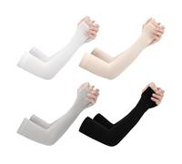 KSBBHDS Lot de 4 paires de manches glacées, protection solaire, protection UV, manches de protection solaire, manches en soie glacée, protège-bras pour hommes et femmes lors de la conduite (noir,
