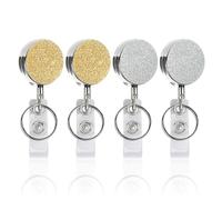 KSBBHDS Lot de 4 porte-badges dorés ou argentés de 3,2 cm avec clip en métal