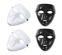 KSBBHDS Masque de mascarade 4 pièces, masque de carnaval, masque complet, accessoire de costume, masque de mascarade cool, accessoire de couverture du visage (noir, blanc)