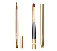 KSBBHDS Pinceau à lèvres 2 pièces, pinceau à lèvres couvert, pinceau portable à double tête, pinceau à lèvres à tête unique, outil de maquillage des lèvres, pinceau de maquillage des lèvres (doré)