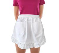 KSBBHDS Tablier Blanc 1 Pièce, Demi-Tablier De Couleur Unie, Tablier Vintage à Volants, Tablier à Double Poche, Tablier De Taille Pour La Cuisine, La Préparation Du Café Et Le Jardinage