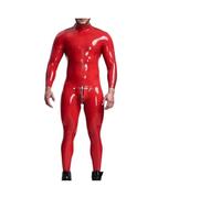 KSDEQM Combinaison de Jeu de rôle 100% Latex avec Double Fermeture éclair aux épaules et Protection d'entrejambe, Noire, Taille XS