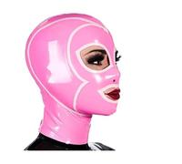 KSDEQM Latex Haube Sexy Frauen Männer Rot Und Schwarz Gummihaube Handgefertigtes Kopfstück Handgefertigt,Rosa Und Weiß,S