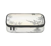 KSEFXXPKA Trousse à crayons en bambou et fleurs de cerisier - Imprimé zen - Spacieuse - En tissu Oxford - Plusieurs compartiments, Noir , Taille unique, Sac à dos enfant
