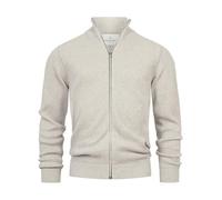 KSErik Cardigan zippé pour homme avec col montant | Cardigan en tricot fin avec col et fermeture éclair, Stone Mix, L