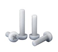 KSeSii Lot de 10 à 50 vis à tête cylindrique en nylon PA66 noir et blanc, filetage métrique, M2, M2.5, M3, M4, M5, M6, M8, boulons à tête ronde cruciformes isolants en plastique(White,25MM_M2.5-50PCS)
