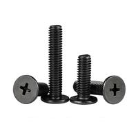 KSeSii Lot de 10 à 50 vis à tête Plate Ultra Fine en Acier Inoxydable 304 Noir CM M1.6 M2 M2.5 M3 M4 M5 M6 for Ordinateur Portable(16mm,M6 10pcs)