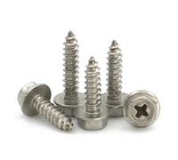 KSeSii Lot de 10 à 50 vis autotaraudeuses à tête hexagonale en acier inoxydable 304 M3 M4 M5 M6, à tête cruciforme, à tête cruciforme, clou à bois(M3x16 (50pcs))