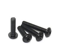 KSeSii Lot de 10 à 80 vis à tête cylindrique cruciforme en acier au carbone noir M1.4 M2 M2.5 M3 M3.5 M4 avec rondelle(5mm,M3X20pcs)