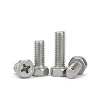 KSeSii Lot de 3 à 100 vis à tête hexagonale externe à empreinte cruciforme en acier inoxydable 304, M1.6, M2, M2.5, M3, M4, M5, M6, M8(6mm,M2.5-50PCS)