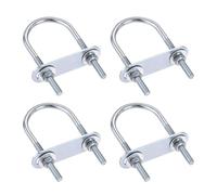 KSeSii Lot de 4 boulons en U ronds M6 en acier, colliers de serrage for tuyaux en U, fixations avec écrou, plaque et rondelle(M6x27mmx53mm)