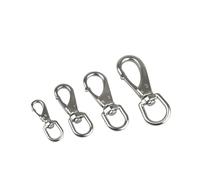 KSeSii Lot de 4 mousquetons pivotants en acier inoxydable 304 for mâts de drapeau, pinces de plongée, mousquetons à ressort, porte-clés, cordes de bateau(M5)