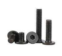 KSeSii Lot de 5 à 50 vis à tête hexagonale plate courte ultra-fines en acier inoxydable noir M2 M2.5 M3 M4 M5 M6 M8(X4mm,M3 50PCS)