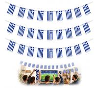 KSEWJP Guirlande de fanions de la Grèce avec 30 drapeaux grecs rectangle des deux côtés - En tissu - Pour la Coupe du monde de football 2026 - 14 x 21 cm - Décoration de clôture
