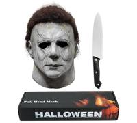 Kseyic Halloween Masque Michael Myers Maske Pour Adultes,Halloween en latex Horreur Tête complète Deluxe Masque,Carnaval Horreur Cosplay Costume (C)