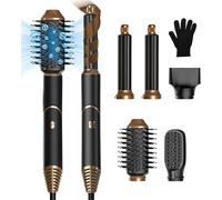 Ksfal-Air Brush Styler 5 En 1 Sèche Cheveux Ionique Brosse Soufflante Brosse Chauffante Brushing Boucleur A Cheveux Fer À Friser À Air Brosse À Air Chaud Cadeau Pour Femme Kit,Noir