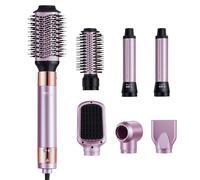 KSFAL-Brosse Sèche-Cheveux 6 En 1 Styler Multifonction Professionnel Ionique Avec 2 Bigoudis À Enroulement Automatique,3 Brosses,2 Buses,4 Températures 3 Vitesses Réglables,Pour Tous Types Cheveux
