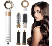 KSFAL-Brosse Soufflante&Seche Cheveux Professionnel,Brosse Chauffante Multifonction,5 Accessoires,Sèche-Cheveux,Brosse Cheveux,Brosse Lissante,Fer A Boucler,Pour Tous Types De Cheveux