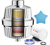 KSFAL-Filtre De Douche 34 Étapes Avec Vitamine C Pour Eau Dure,Filtre Anti-Calcaire Avec 2 Cartouches Pour Éliminer Le Chlore Et Les Métaux Lourds,Filtre De Douche Chromé