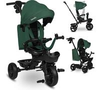 Ksfal-Kori 2en1 Tricycle Bébé Évolutif De 1,5 Jusqu'à 25 Kg,Siège Rotatif À 360 Degrés,Roue Libre Dossier Réglable,Porte-Gobelet,Sac Fermé,2 Paniers Spacieux (Vert)