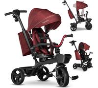 Ksfal-Kori 2en1 Tricycle Bébé Évolutif De 1,5 Jusqu'à 25 Kg,Siège Rotatif À 360 Degrés,Roue Libre Dossier Réglable,Porte-Gobelet,Sac Fermé,2 Paniers Spacieux