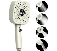 Ksfal-Pommeau De Douche Haute Pressioneconomie Deau Douchette Douche Salle De Bain-3 Vitesses 4 Jets-Technologie Anti-Calcaire(Blanc)