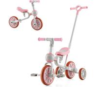 Ksfal-Tricycle Bébé Évolutif 4 En 1,Draisienne Avec Poignée De Poussée Réglable En 4 Positions,Selle À 2 Positions,Pédales Amovibles,Vélo Enfant Pour Garcon&fille À Partir De 1 An (Rosé)