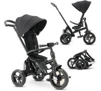 Ksfal-Tricycle Bébé Explorer De 9 Mois À 25 Kg-Draisienne Évolutif-Velo Poussette-Trike Bebe-Facile À Plier-Pliable-Capote Dépliable Avec Pare-Soleil-Noir