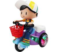 KSFAL-Tricycle Cascade,Véhicule Motocyclette Dessin Animé-Jeu Musical Lumineux 360° Tournant Pour Fille Garçon Maison Voyage École Temps Jeu