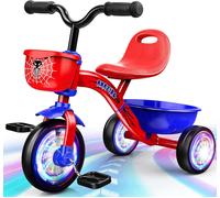 Ksfal-Tricycle Enfant Bébé Évolutif 2-5 Ans,Velo Enfant Avec Trois Roues Éclairées Spider Cadeau Tricycles Pour Tout-Petits,Draisienne,Trike Bebe,Capacité De Charge 35 Kg,Rouge