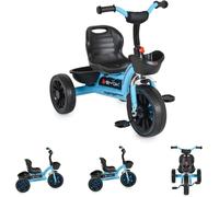KSFAL-Tricycle Hunter Pneus Eva,Siège Réglable,Panier,Poignées Ergonomiques,Coloris:Bleu