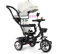 Ksfal-Tricycle Vélo Enfant Avec Espace Rangement,Pare-Soleil,Tricycle Explorer 4 En 1-Tricycle Pliable Et Évolutif En Draisienne Pour Les Tout-Petits De 10 Mois À 5 Ans-4 En 1 (Gris Clair)