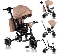 Ksfal-Tris Plus Tricycle Multifonctionnel De 9 Mois À 5 Ans Jusqu'à 25 Kg,Poussette Bébé,Grandes Roues En Pu Siège Pivotant Dossier Réglable À360° Réglage Dossier Sans Outils