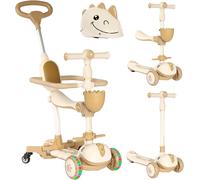 Ksfal-Trottinette Évolutive Pour Enfants 3 En 1 Dinly,Multifonctionnel,Coureurs,Trottinette Pour Enfant,Scooter Avec Casque De 1 À 6 Ans+Fonction Vélo D'équilibre Led-30kg
