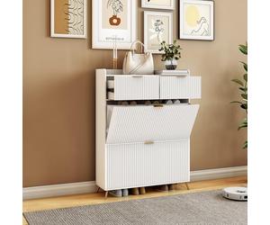 KSFASHZ Armoire Chaussures Entree avec 2 Tiroir, Meubles à Chaussures Blanc, 80×24×110 cm, Meuble ChaussuresEntree Armoire à ChaussuresD'entréeMeuble RangementChaussures, Facile à Assembler, Blanc
