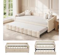 KSFASHZ Canapé-lit 2 Places, Lit Canapé Double 180 X 200 pour Canapé-lit Simple Rembourré avec Lit Extractible Canapé-litDouble RéversibleCanapé-lit Extractible, Beige