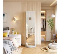 KSFASHZ Vestiaire D'entrée avec Miroir, Rotatif à 360°, 3 en 1 Miroir sur Pied avec Rangement Blanc, 2 Tiroir, Miroirs Rangement Chambre avec Porte Manteau, Miroirs Intégral Rotatif, 45 × 45 × 160 cm