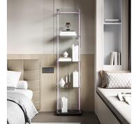 KSFASHZ Vitrine en verre avec LED et 4 roues, vitrines en verre, 4 étagères, 1 porte, 35 x 39,8 x 163 cm, vitrine en verre avec LEDVetrinetta exposition à colonne vitrine salon transparent, noir