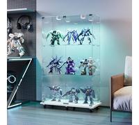KSFASHZ Vitrine en verre avec LED et 6 roues, vitrines en verre, 3 étagères, 2 portes, vitrine en verre avec LEDVetrinetta exposition à colonne vitrine salon transparent, 35 x 78,5 x 123,3 cm