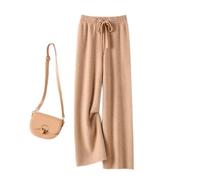 KSFBHC Pantalon De Cachemire Dames Taille Haute Jambe Large Décontracté Tricoté Hiver Laine Pure Lâche Femme (Color : Rice Brown, Size : S)