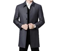 KSFBHC Printemps Et Automne Hommes Business Casual Trench Coat (Color : Grey, Size : XXL)