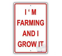 KSFEITING Plaque murale rétro en métal - Plaque en métal vintage « I'm Farming and I Grow It Farmer » - Panneau en aluminium - 30,5 x 20,3 cm - Plaques imprimées