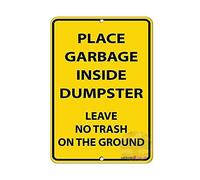 KSFEITING Plaque rétro en métal - Décoration murale « New Place Garbage Inside Dumpster Leave No Trash On The Ground » - 20,3 x 30,5 cm - Plaque vintage imprimée